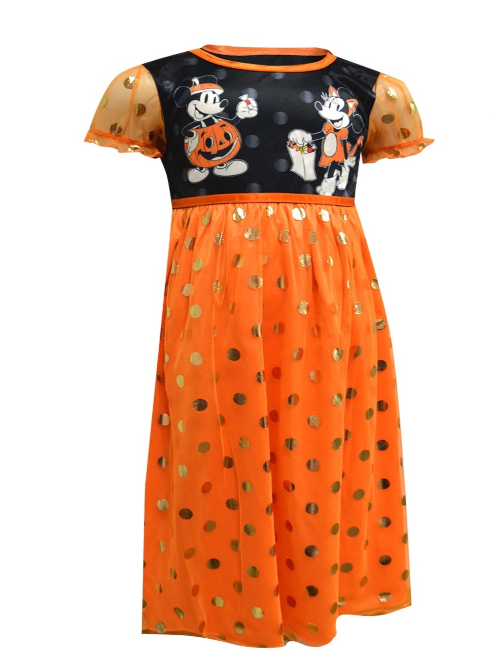 Disney Orange and Black Mickey & Minnie Halloween Nightgown
